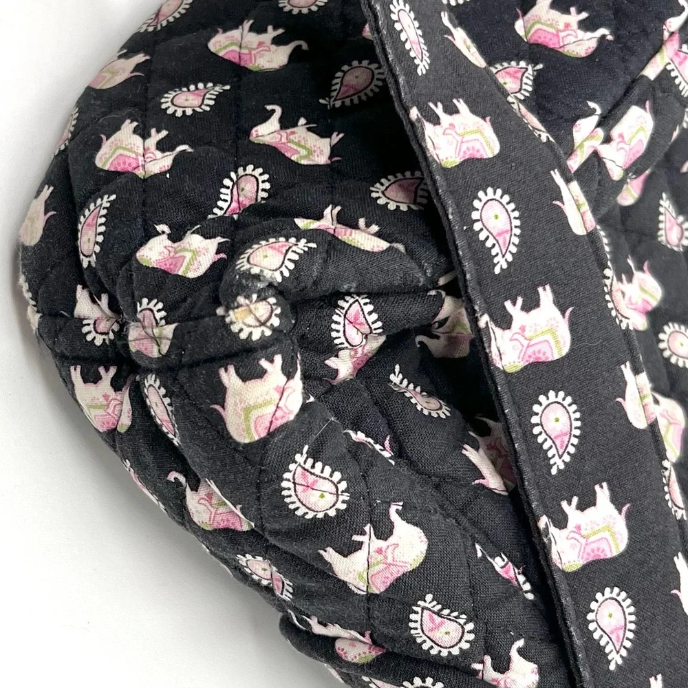 Vera Bradley Women's Black Pink Elephants Purse Sherry Tote Bag